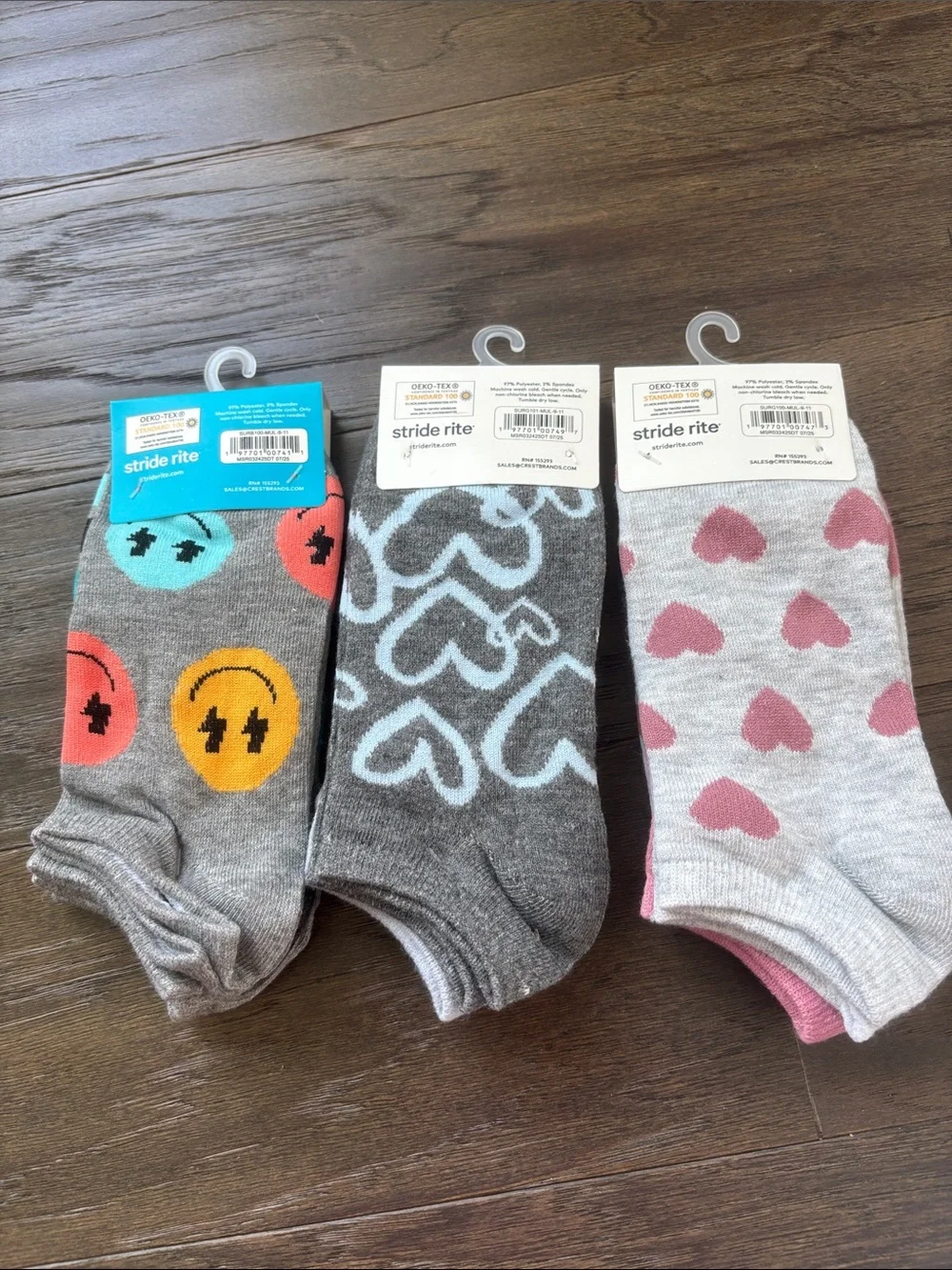Stride rite Surprise 9 pair,3 3 pack,ankle,heart,bow,strawberry,solid,happy face